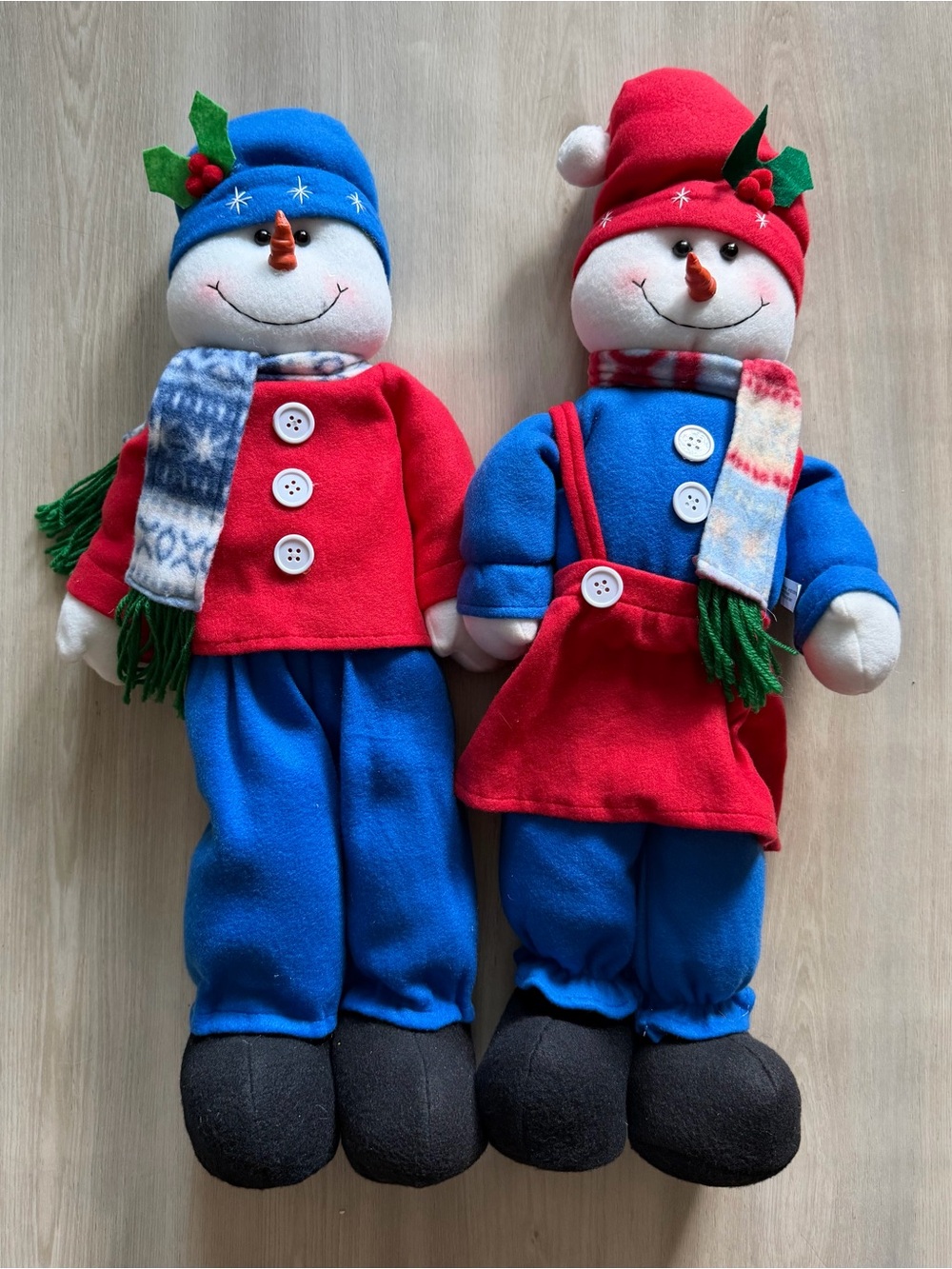 Vintage Snowman Pair 24” His and Hers Fleece Outfit Weighted